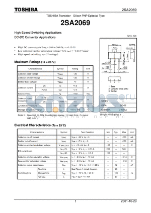 2SA2069 datasheet - High-Speed Switching Applications DC-DC Converter Applications