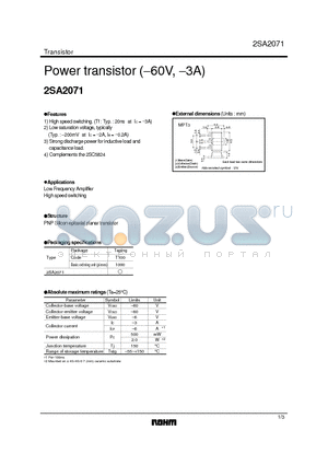 2SA2071 datasheet - Power transistor (-60V, -3A)