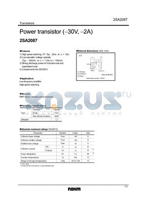 2SA2087 datasheet - Power transistor