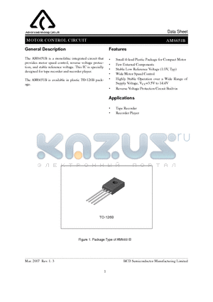 AM6651BU datasheet - MOTOR CONTROL CIRCUIT