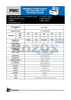 126PMC400KP0 datasheet - Metallized Polypropylene Film Capacitors for Switching Circuits