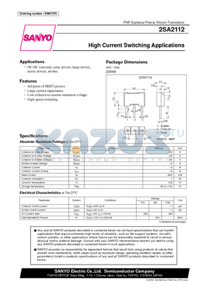 2SA2112 datasheet - High Current Switching Applications