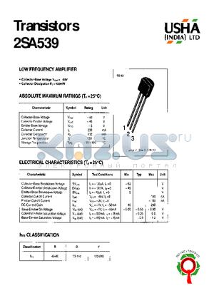 2SA539R datasheet - LOW FREQUENCY AMPLIFIER