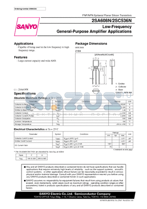 2SA608 datasheet - Low-Frequency General-Purpose Amplifier Applications