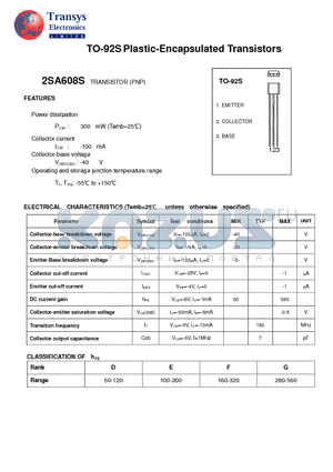 2SA608S datasheet - Plastic-Encapsulated Transistors