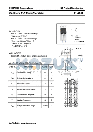 2SA614 datasheet - isc Silicon PNP Power Transistor
