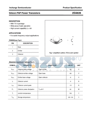 2SA626 datasheet - Silicon PNP Power Transistors