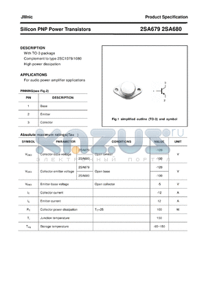 2SA679 datasheet - Silicon PNP Power Transistors