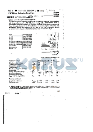 BD677 datasheet - PNP SILICON DARLINGTON TRANSISTORS