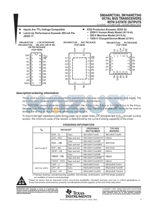 5962-9681901QRA datasheet - OCTAL BUS TRANSCEIVERS WITH 3-STATE OUTPUTS