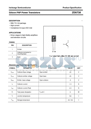 2SA738 datasheet - Silicon PNP Power Transistors