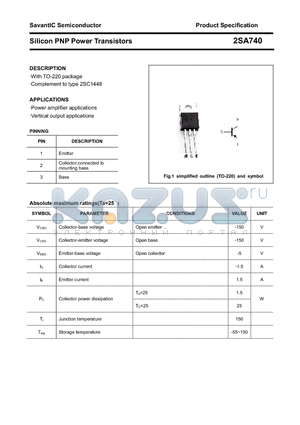 2SA740 datasheet - Silicon PNP Power Transistors
