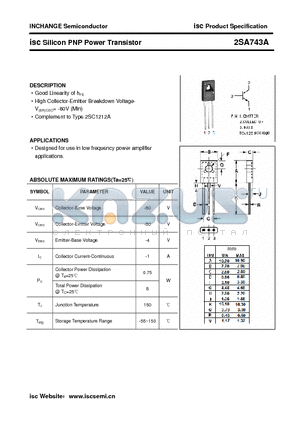 2SA743A datasheet - isc Silicon PNP Power Transistor