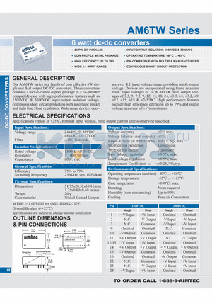 AM6TW-2407S datasheet - 6 watt dc-dc converters