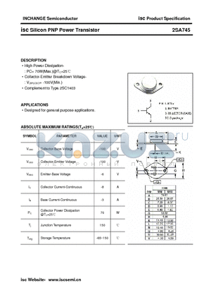 2SA745 datasheet - isc Silicon PNP Power Transistor