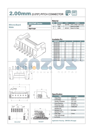 20037WR-02A00 datasheet - 2.00mm PITCH CONNECTOR