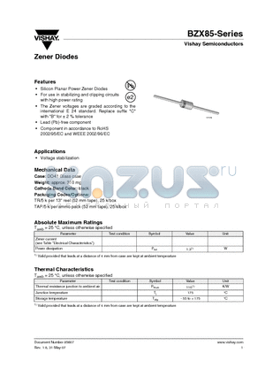BZX85B6V8 datasheet - Zener Diodes