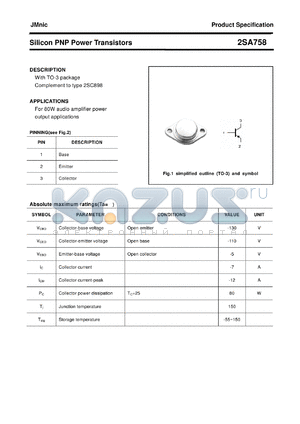 2SA758 datasheet - Silicon PNP Power Transistors