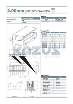 20039WS-10A00 datasheet - 2.00mm PITCH CONNECTOR