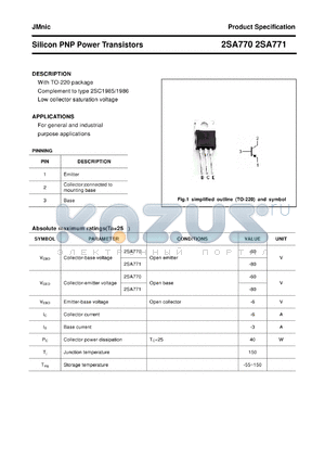 2SA770 datasheet - Silicon PNP Power Transistors