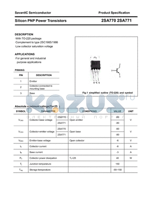 2SA770 datasheet - Silicon PNP Power Transistors