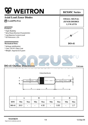 BZX85C datasheet - Axial Lead Zener Diodes
