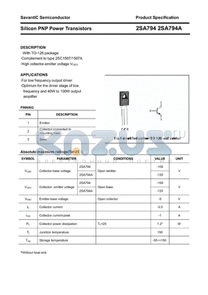 2SA794 datasheet - Silicon PNP Power Transistors