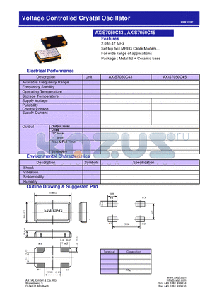AXIS7050C45 datasheet - Voltage Controlled Crystal Oscillator