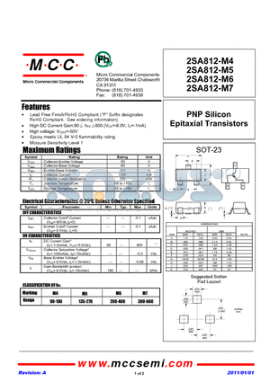 2SA812-M5 datasheet - PNP Silicon Epitaxial Transistors