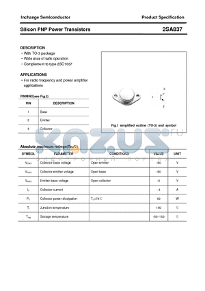 2SA837 datasheet - Silicon PNP Power Transistors