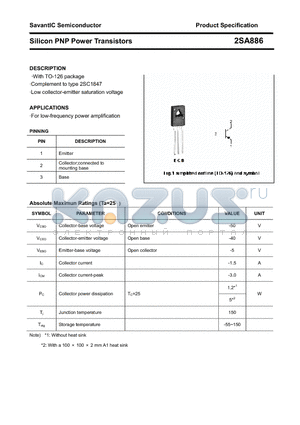 2SA886 datasheet - Silicon PNP Power Transistors