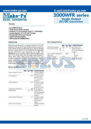 2005S12WFR datasheet - Single & Dual Output DC/DC Converter