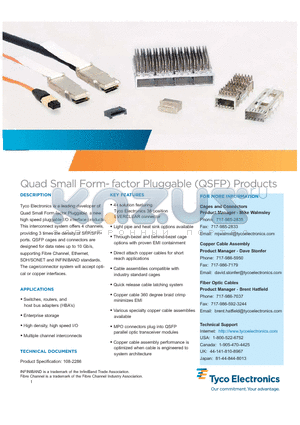2007456-3 datasheet - Quad Small Form- factor Pluggable (QSFP) Products