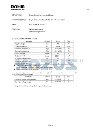 BD6964FVM datasheet - Silicon Monolithic Integrated Circuit