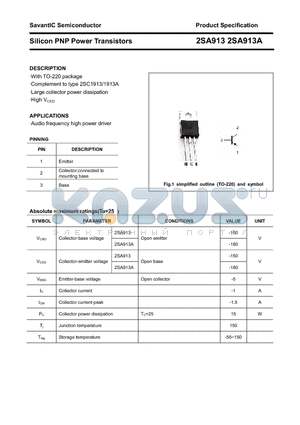 2SA913 datasheet - Silicon PNP Power Transistors