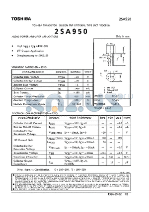 2SA950 datasheet - TRANSISTOR (AUDIO POWER AMPLIFIER APPLICATIONS)