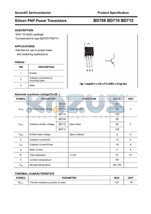 BD712 datasheet - Silicon PNP Power Transistors