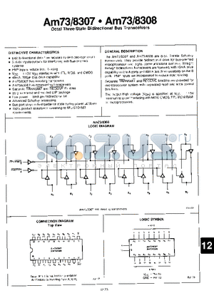 AM7308 datasheet - OCTAL THREE-STATE BIDIRECTIONAL BUS TRANSCEIVERS