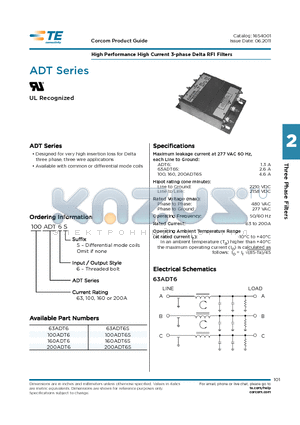 200ADT6 datasheet - High Performance High Current 3-phase Delta RFI Filters