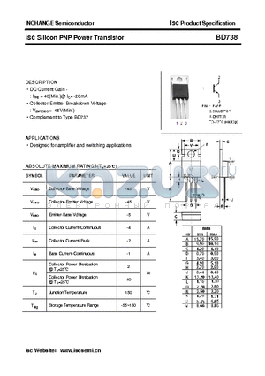 BD738 datasheet - isc Silicon PNP Power Transistor