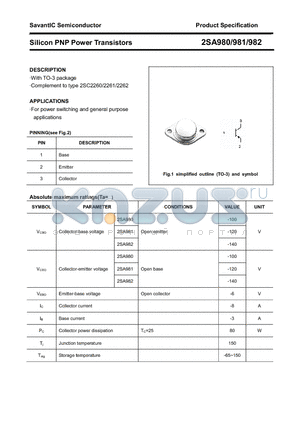 2SA982 datasheet - Silicon PNP Power Transistors