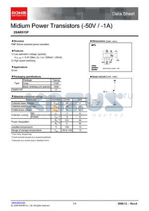2SAR513P datasheet - Midium Power Transistors (-50V / -1A)