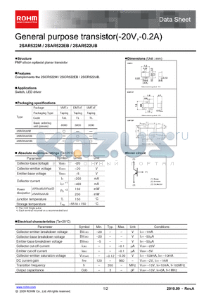 2SAR522EB datasheet - General purpose transistor(-20V,-0.2A)