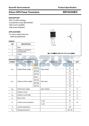 BD743B datasheet - Silicon NPN Power Transistors