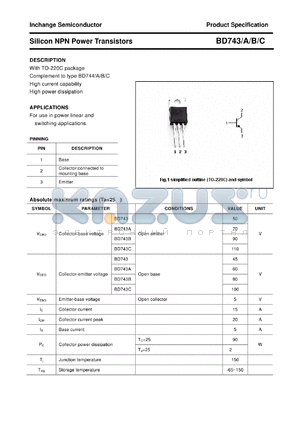 BD743B datasheet - Silicon NPN Power Transistors