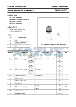 BD745A datasheet - Silicon NPN Power Transistors