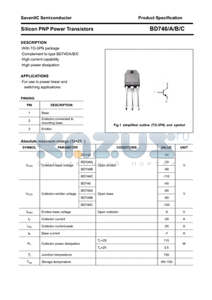 BD746 datasheet - Silicon PNP Power Transistors