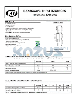 BZX85C3V3 datasheet - 1.3W EPITAXIAL ZENER DIODE