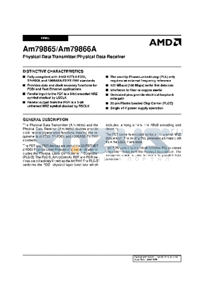 AM79865 datasheet - PHYSICAL DATA TRANSMITTER/PHYSICAL DATA RECEIVER