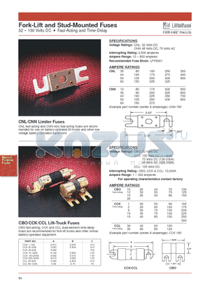CCK1-15A datasheet - Fork-Lift and Stud-Mounted Fuses